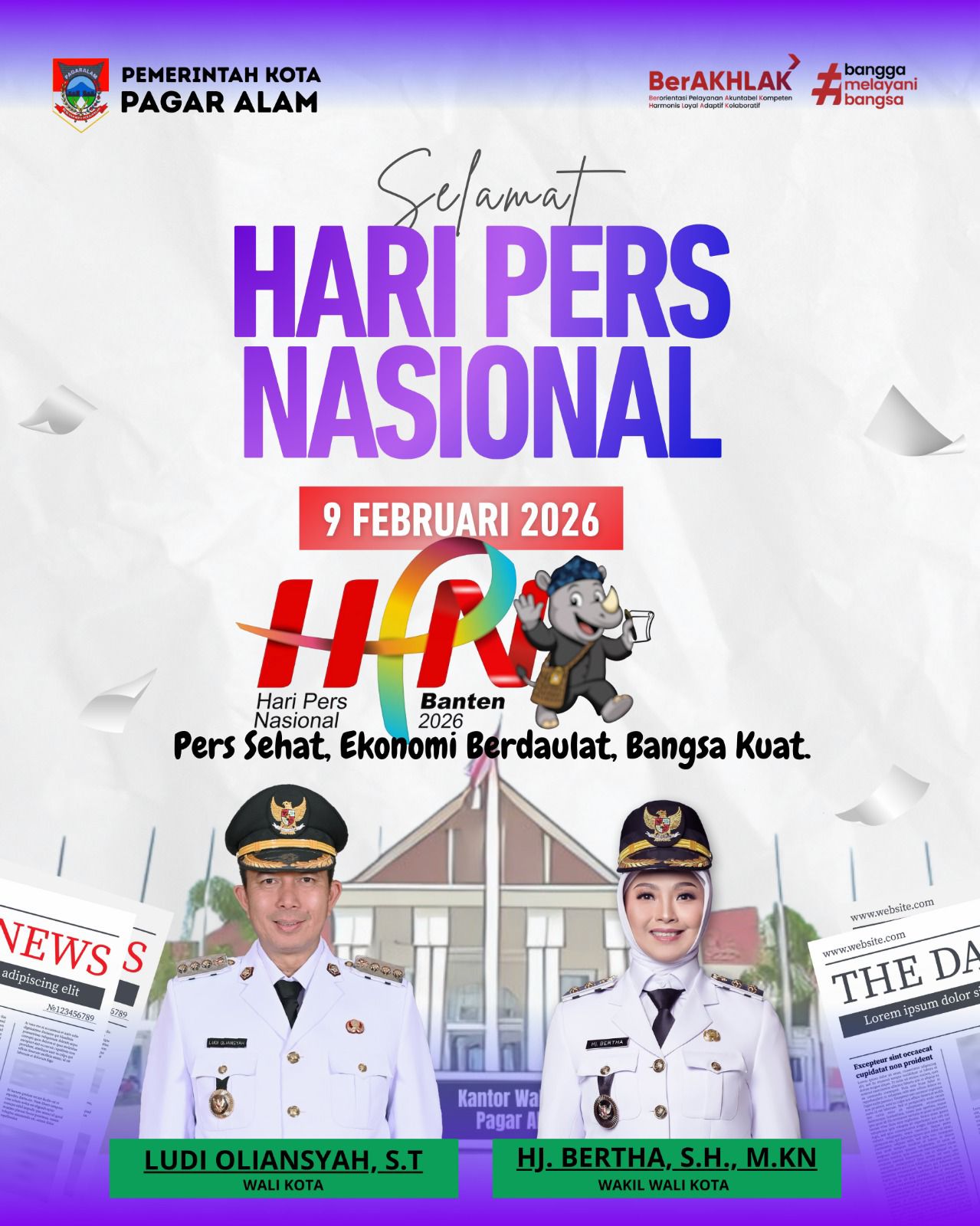 Selamat Memperingati Hari Pers Nasional Tahun 2026. Pers Sehat, Ekonomi Berdaulat, Bangsa Kuat.
