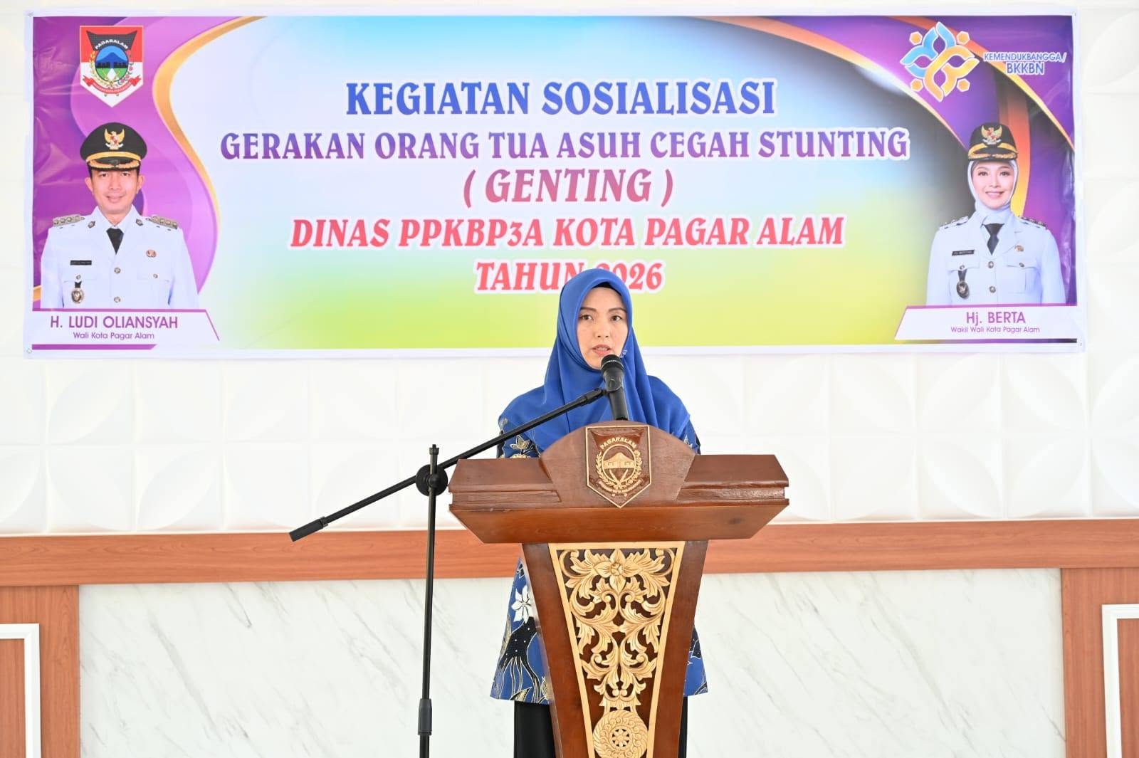 Plt. Wali Kota Pagar Alam, Hj. Bertha, Hadiri Peresmian Gerakan Orang Tua Asuh Cegah Stunting (GENTING) Kota Pagar Alam Tahun 2026
