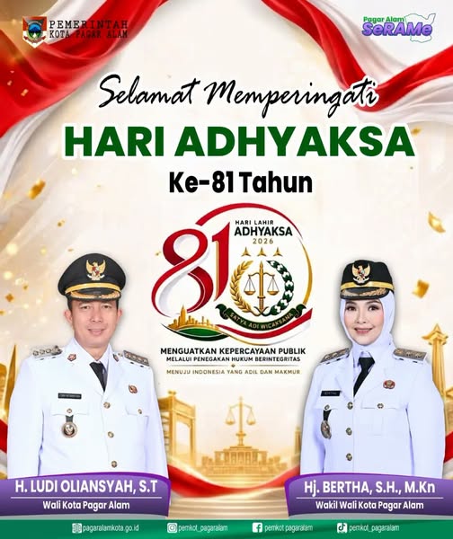 Selamat Memperingati Hari Lahir Kejaksaan Republik Indonesia (Hari Lahir Adhyaksa) ke-81 tahun.  2 September 1945 – 2 September 2026.