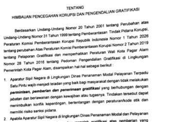 Surat Edaran tentang Himbawan Pencegahan Korupsi dan Pengendaliaan Grafitasi