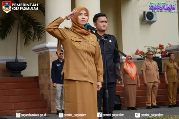 Pemkot Pagar Alam menggelar Apel Awal Bulan yang dirangkai dengan peringatan Hari Olahraga Nasional (Haornas) 2026